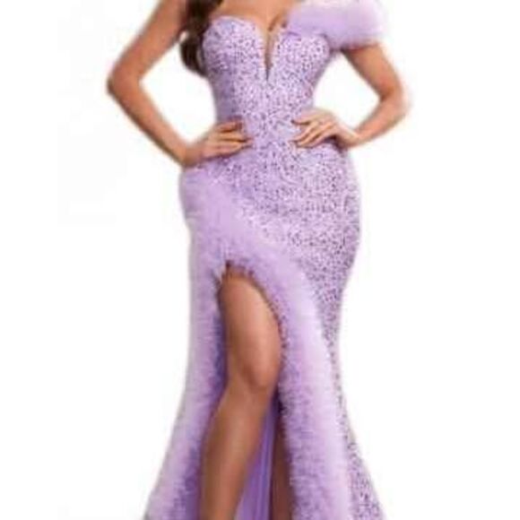 Purple Hocmecoming dress barbie Hoco fairy lavender sequin slit gown coquette - Picture 1 of 7